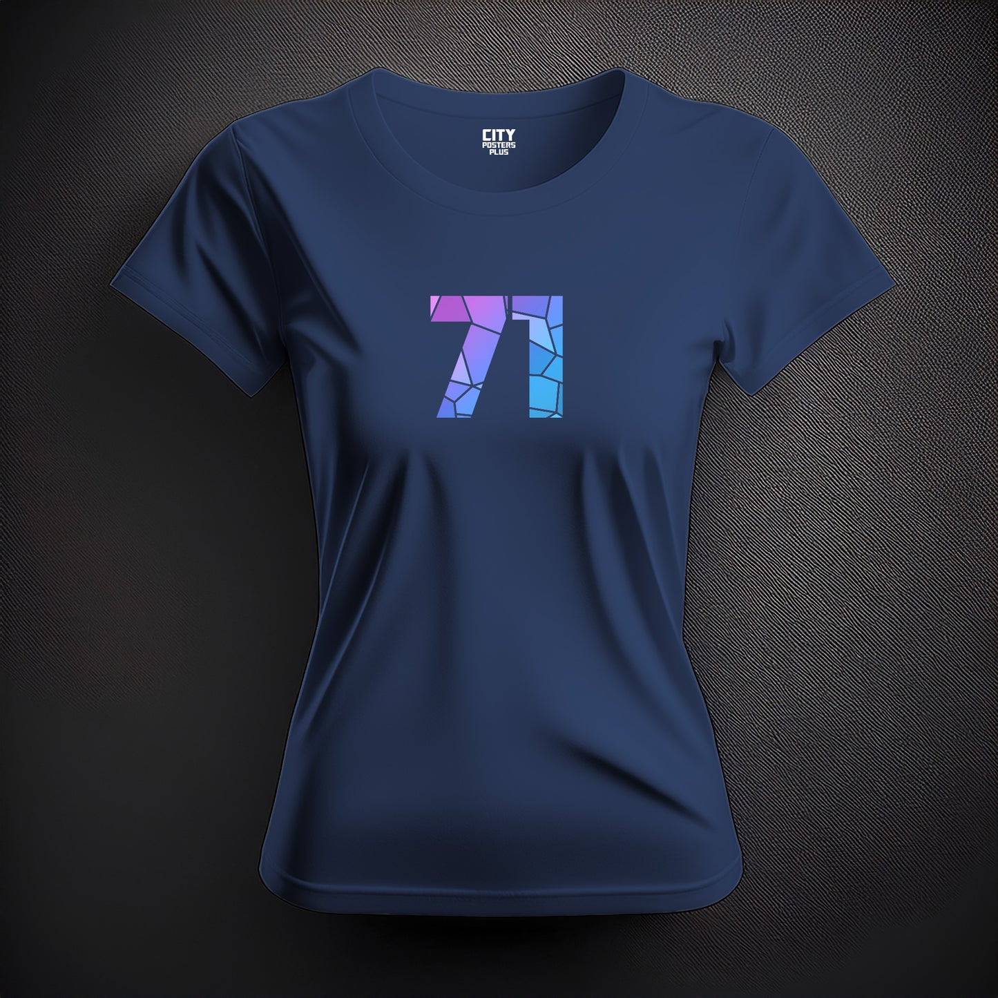 City Posters Plus 71 Number Women T-Shirt (Navy Blue) | Stylish Numeric Graphic Tee
