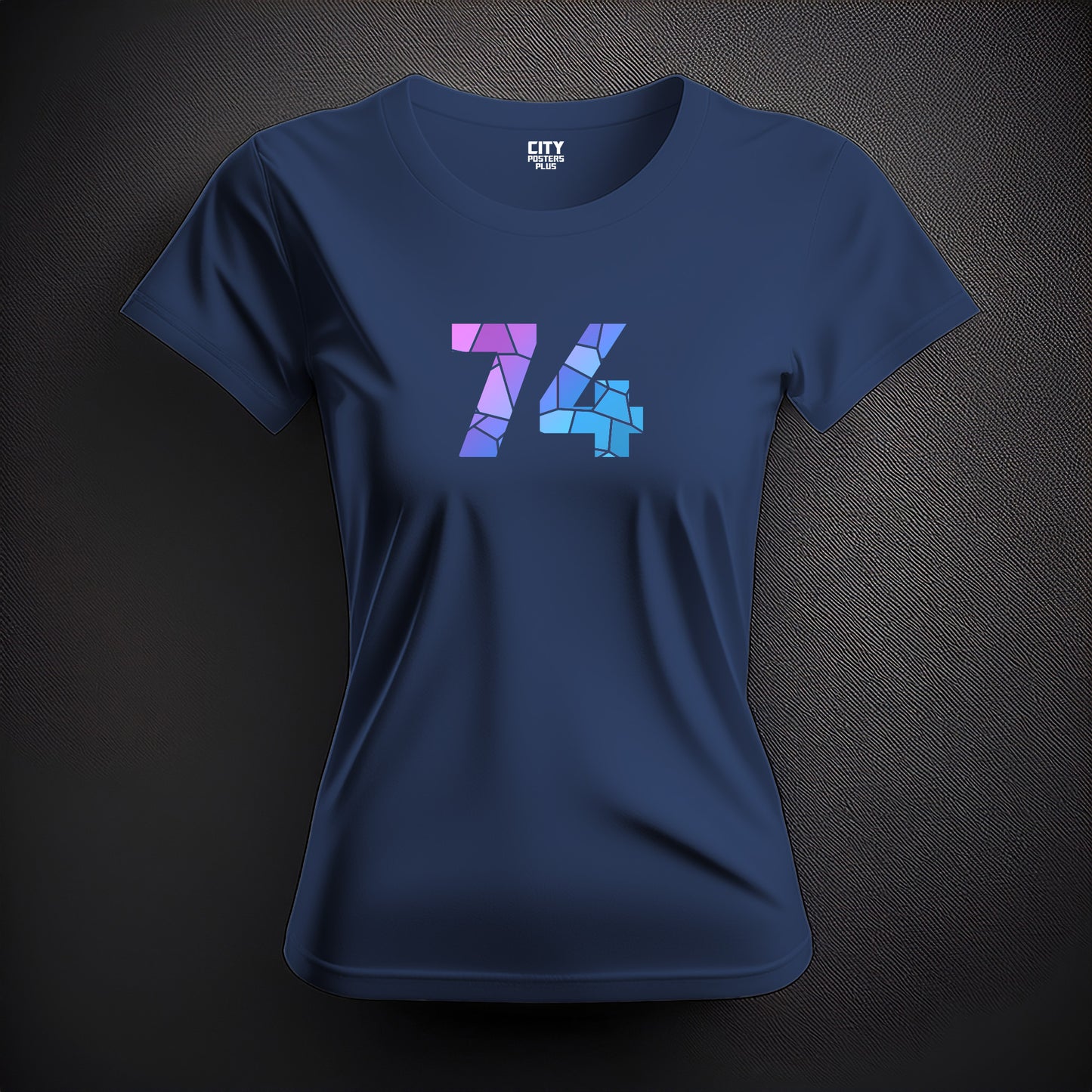 City Posters Plus 74 Number Women T-Shirt (Navy Blue) | Stylish Numeric Graphic Tee