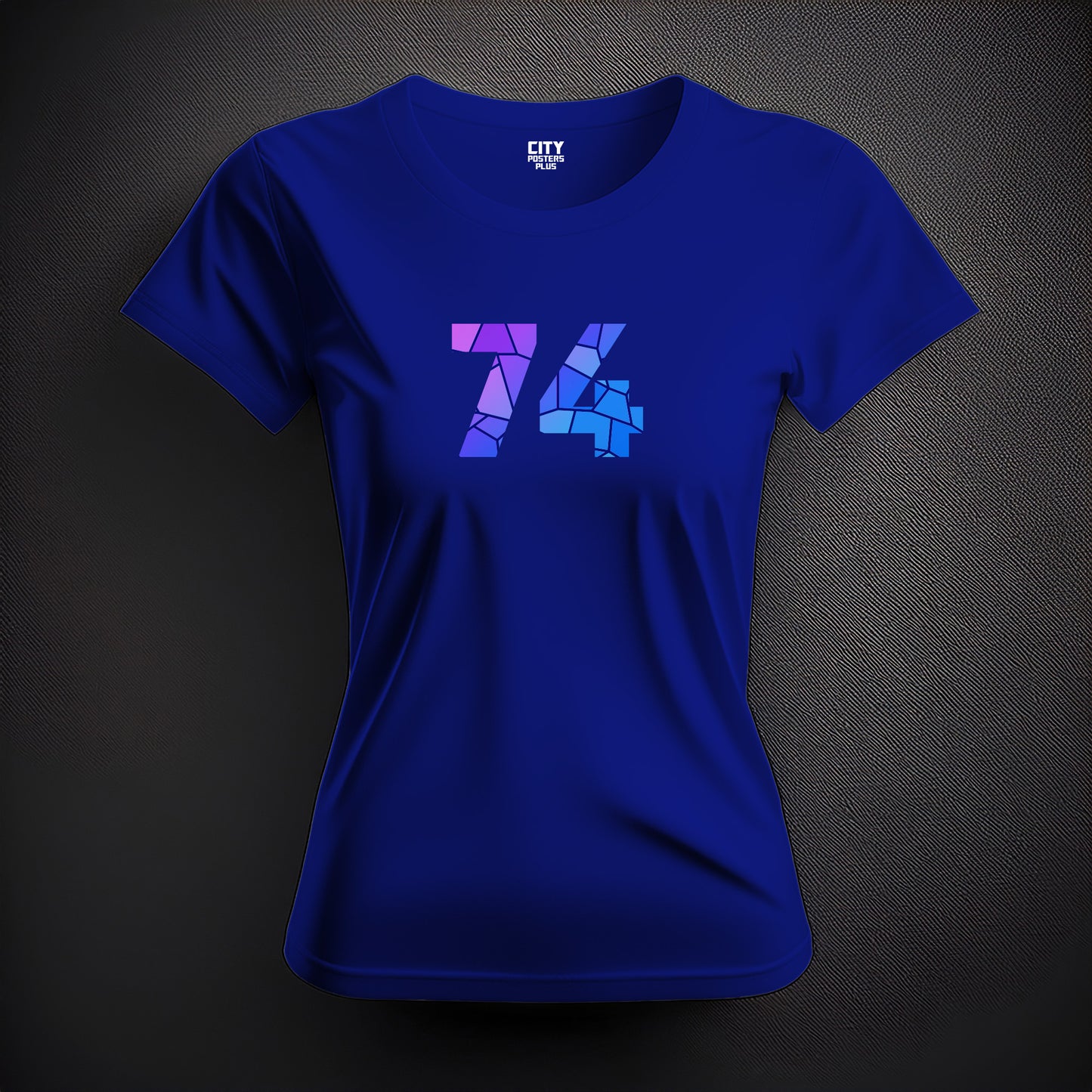 City Posters Plus 74 Number Women T-Shirt (Royal Blue) | Stylish Numeric Graphic Tee
