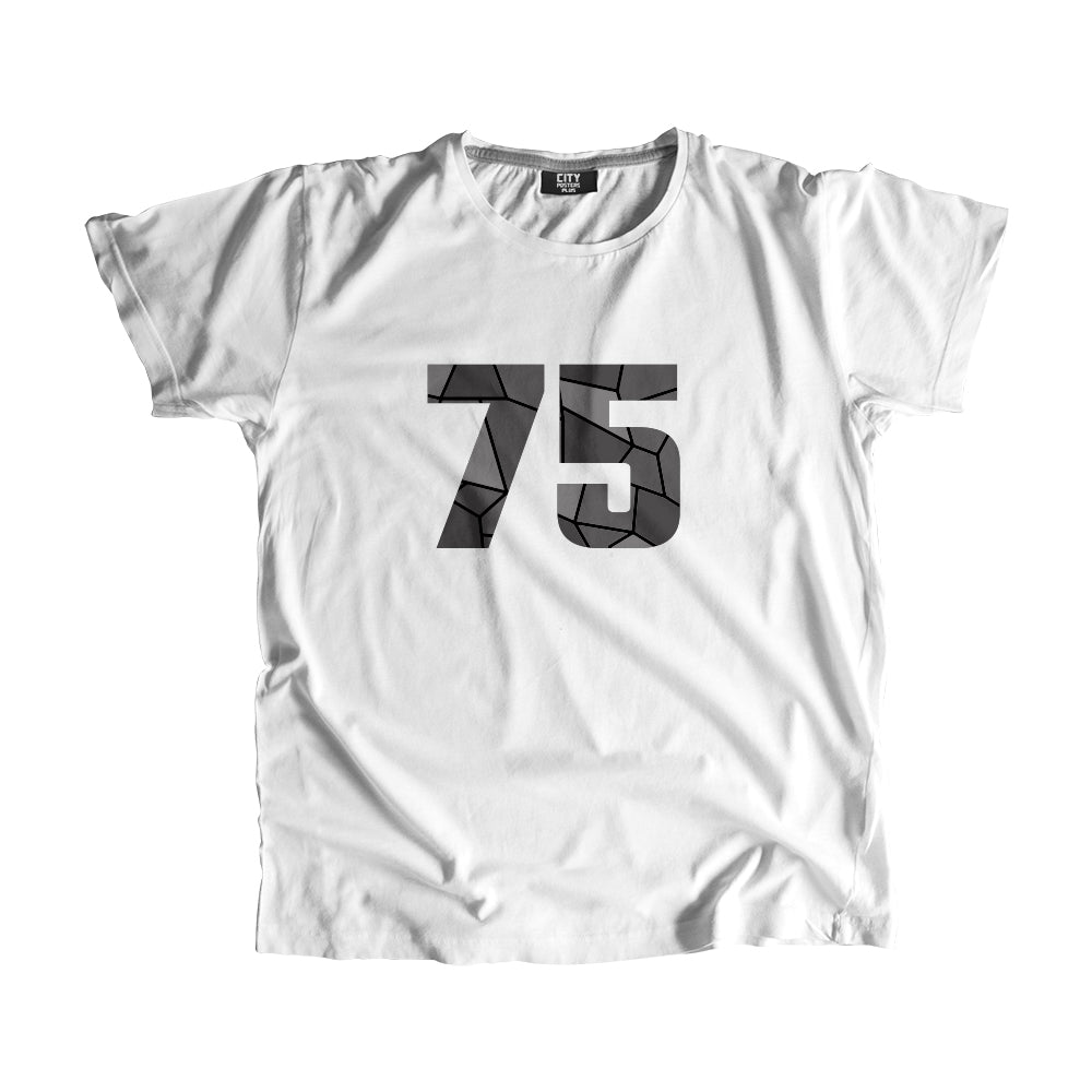 75 Number Men Unisex T-Shirt (White)| Classic Numeric Graphic Tee