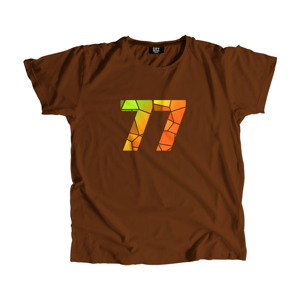 77 Number Men Unisex T-Shirt (Brown)| Classic Numeric Graphic Tee