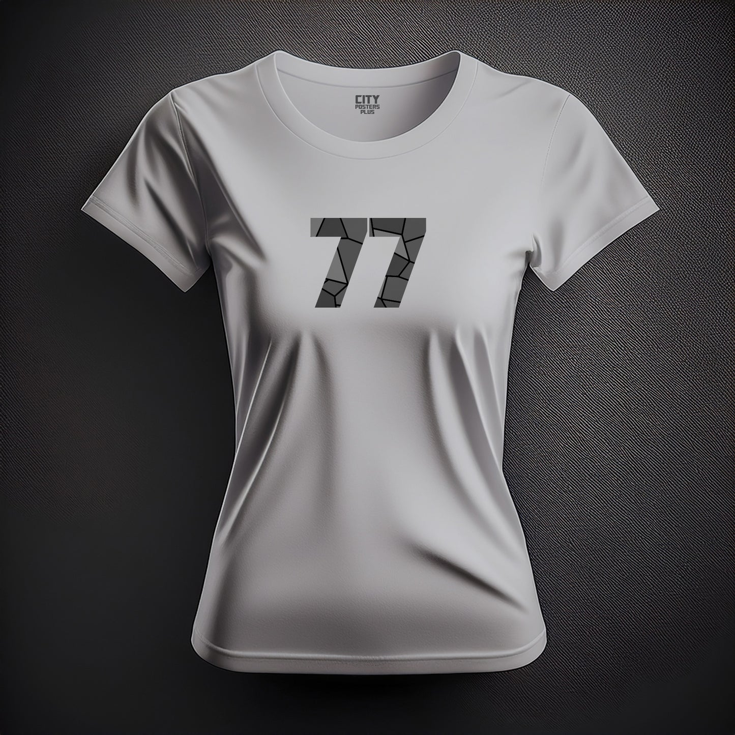 City Posters Plus 77 Number Women T-Shirt (Melange Grey) | Stylish Numeric Graphic Tee