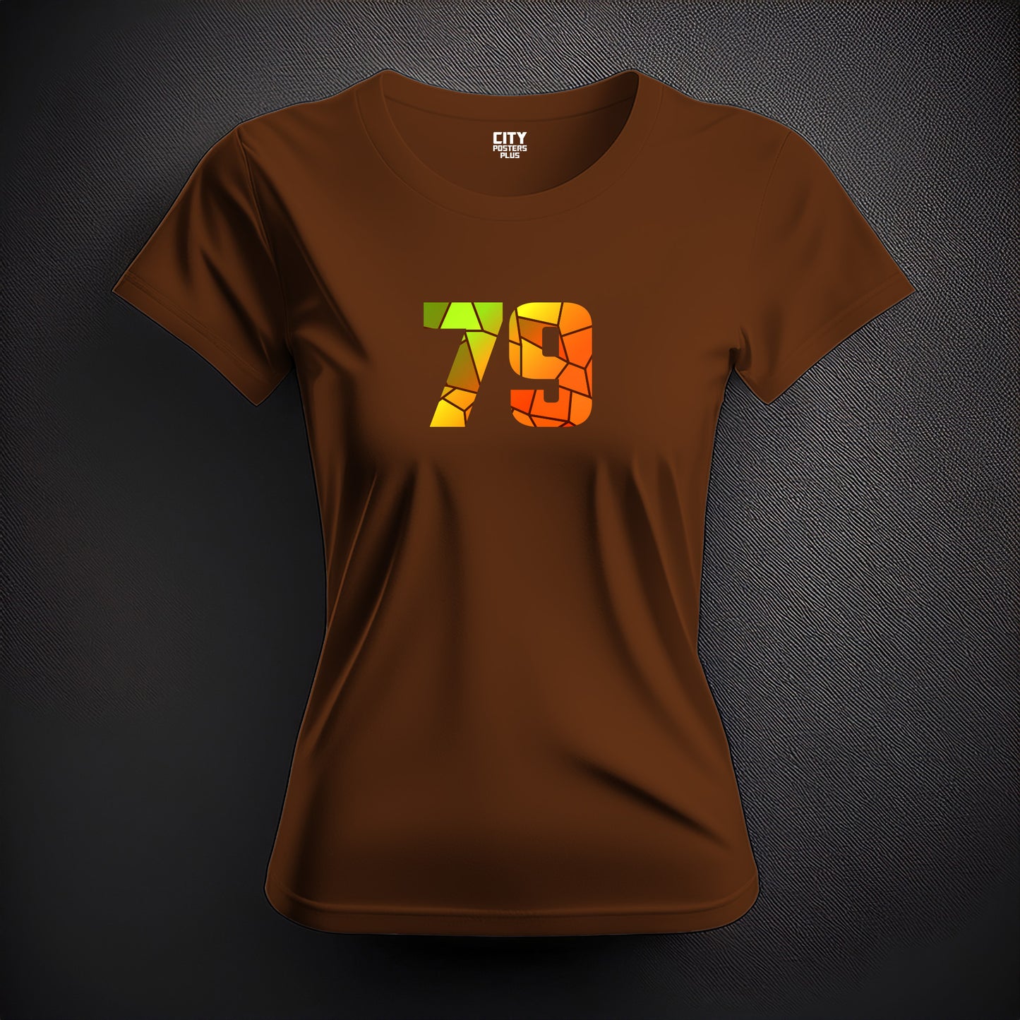 City Posters Plus 79 Number Women T-Shirt (Brown) | Stylish Numeric Graphic Tee