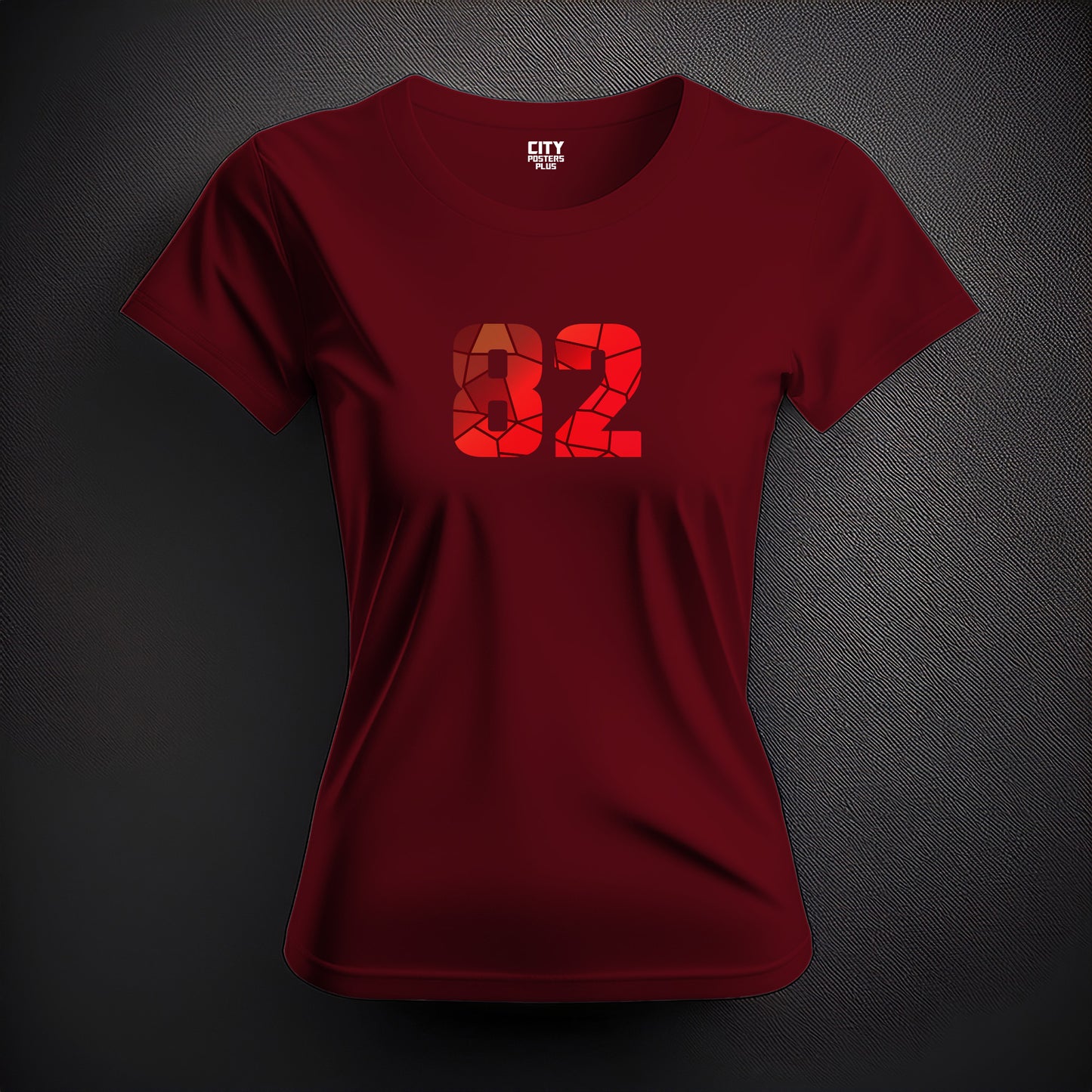 City Posters Plus 82 Number Women T-Shirt (Maroon) | Stylish Numeric Graphic Tee