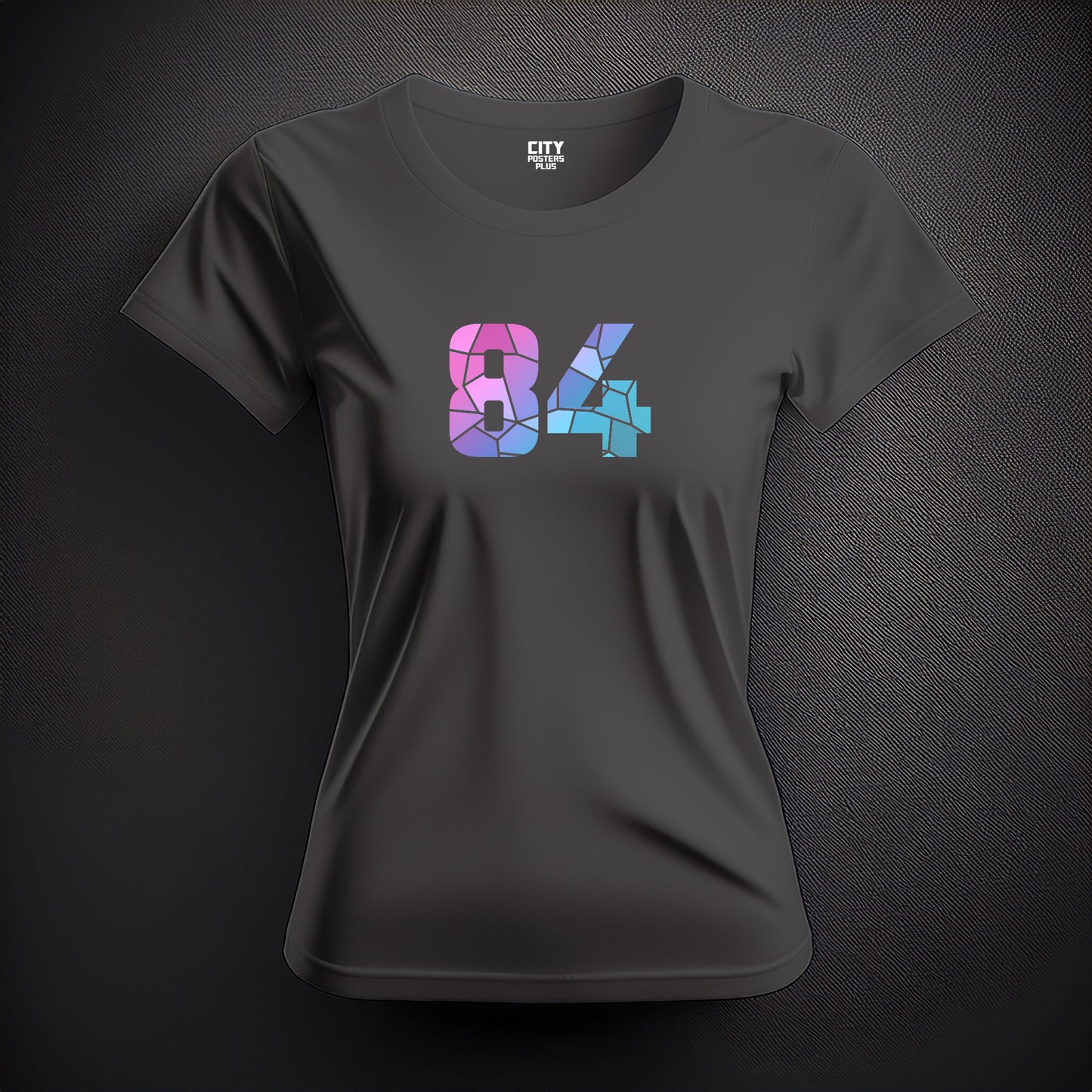 City Posters Plus 84 Number Women T-Shirt (Charcoal Grey) | Stylish Numeric Graphic Tee