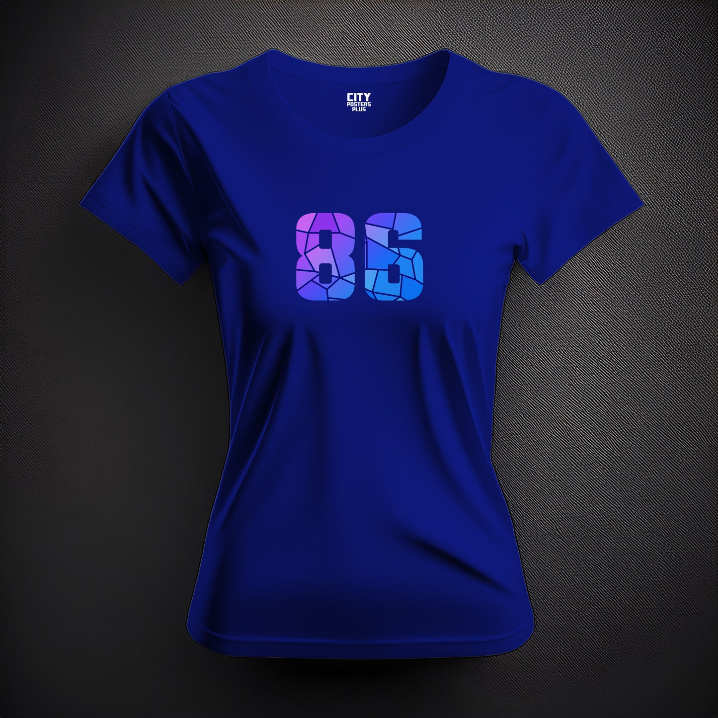 City Posters Plus 86 Number Women T-Shirt (Royal Blue) | Stylish Numeric Graphic Tee