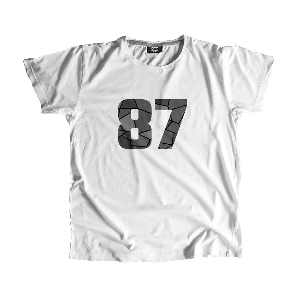 87 Number Men Unisex T-Shirt (White)| Classic Numeric Graphic Tee
