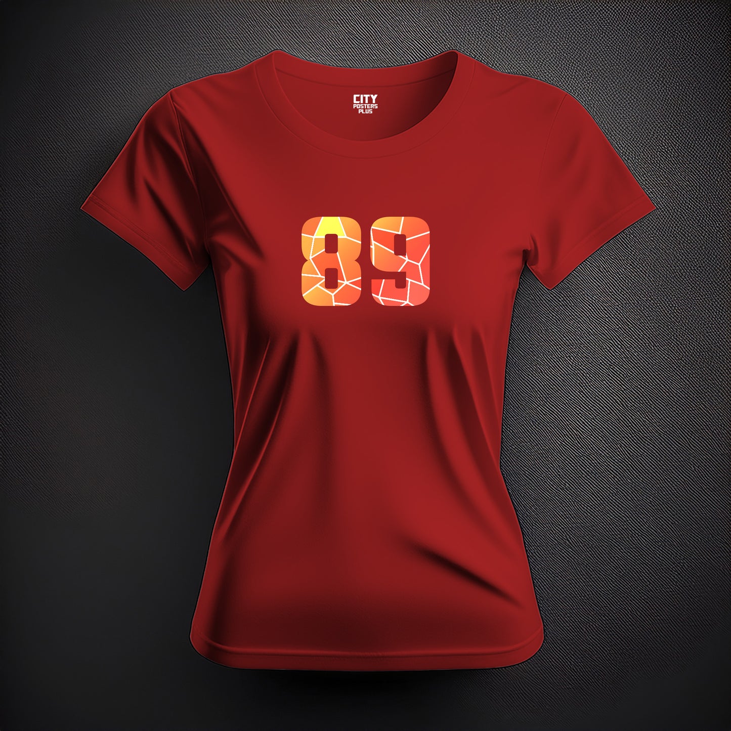 City Posters Plus 89 Number Women T-Shirt (Red) | Stylish Numeric Graphic Tee