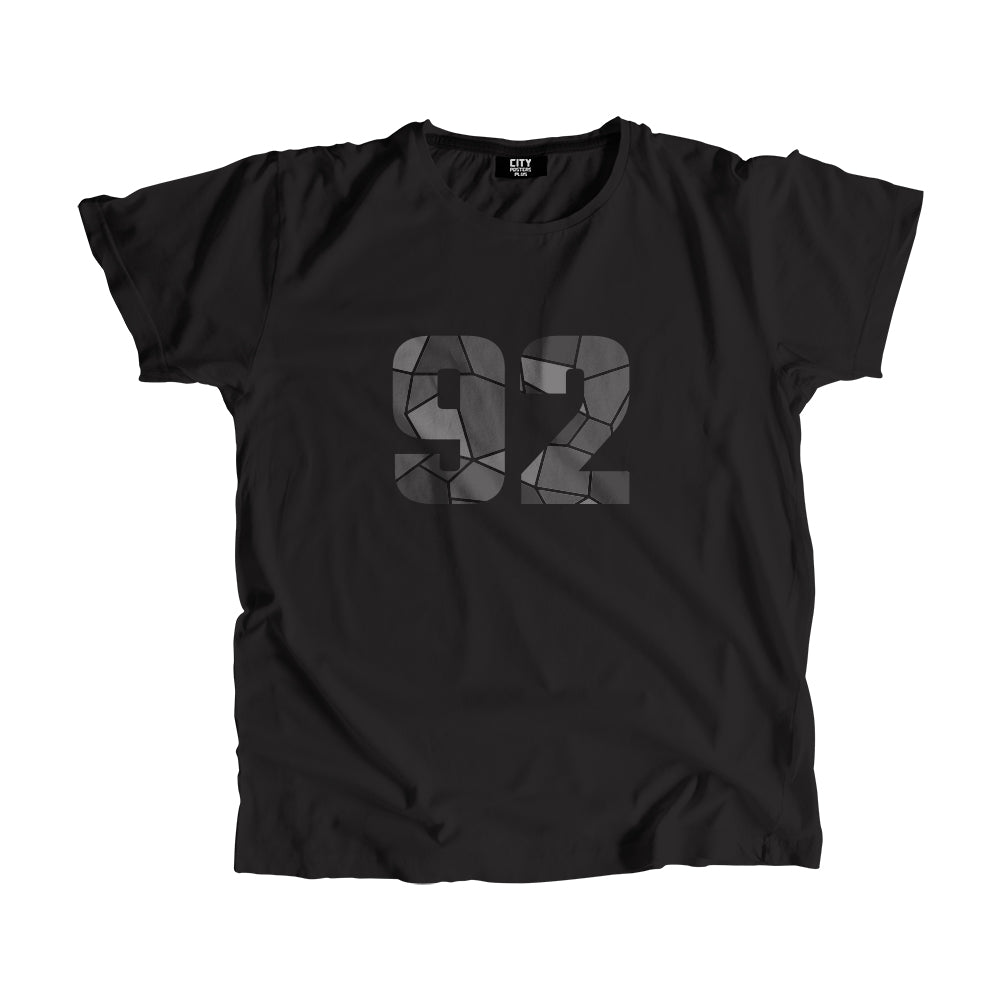 92 Number Men Unisex T-Shirt (Black)| Classic Numeric Graphic Tee