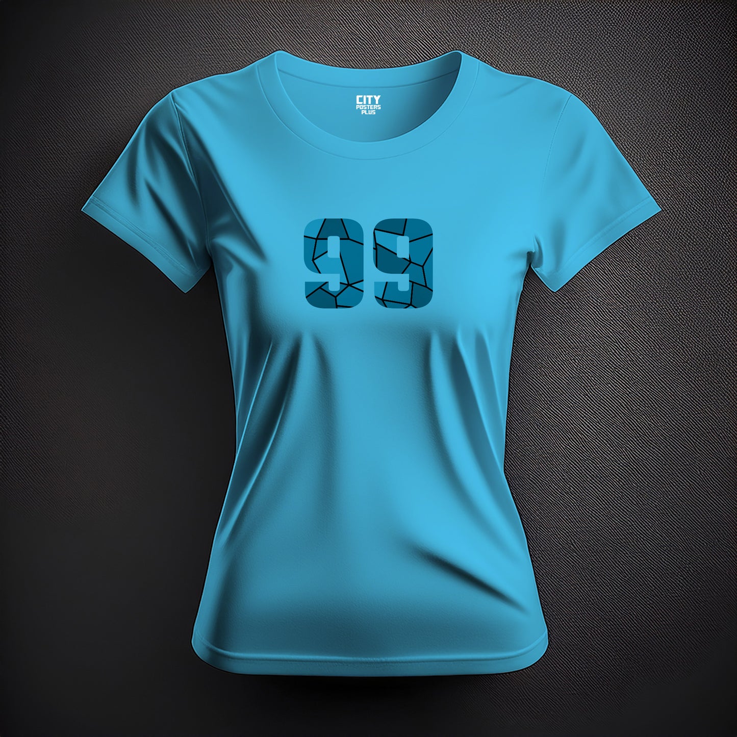 City Posters Plus 99 Number Women T-Shirt (Sky Blue) | Stylish Numeric Graphic Tee