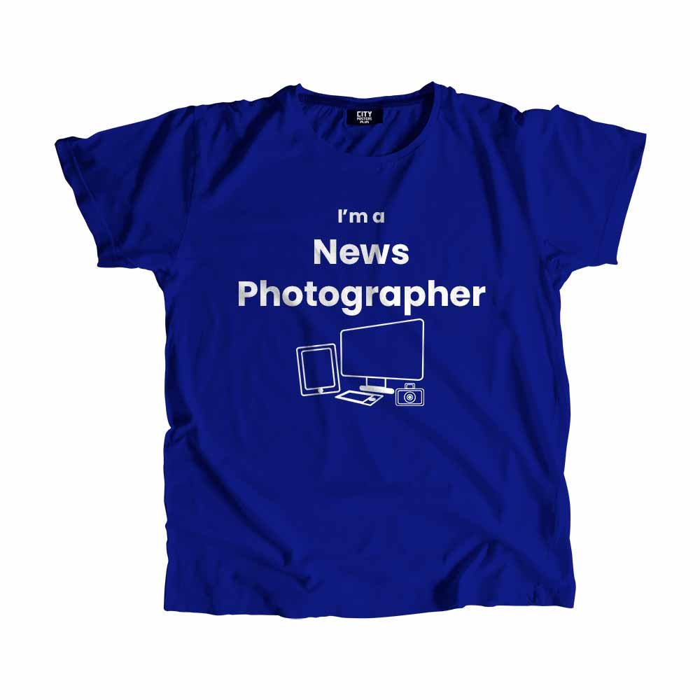 News Photographer Men Unisex T-Shirt (Royal Blue) Technology Unisex T-Shirt | City Posters Plus