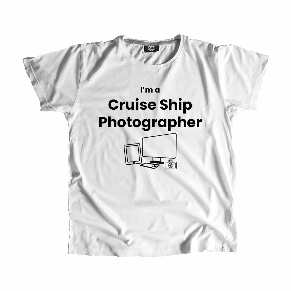 Cruise Ship Photographer Men Unisex T-Shirt (White) Technology Unisex T-Shirt | City Posters Plus