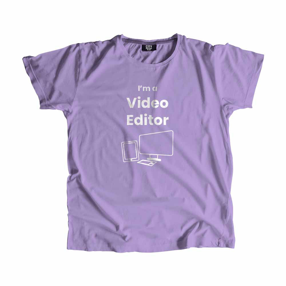 Video Editor Men Unisex T-Shirt (Iris Lavender) Technology Unisex T-Shirt | City Posters Plus