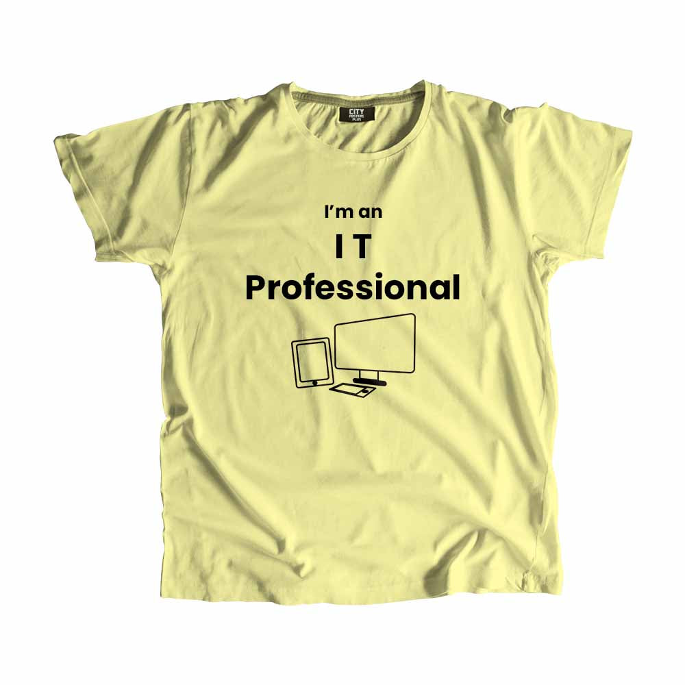 IT Professional Men Unisex T-Shirt (Butter Yellow) Technology Unisex T-Shirt | City Posters Plus