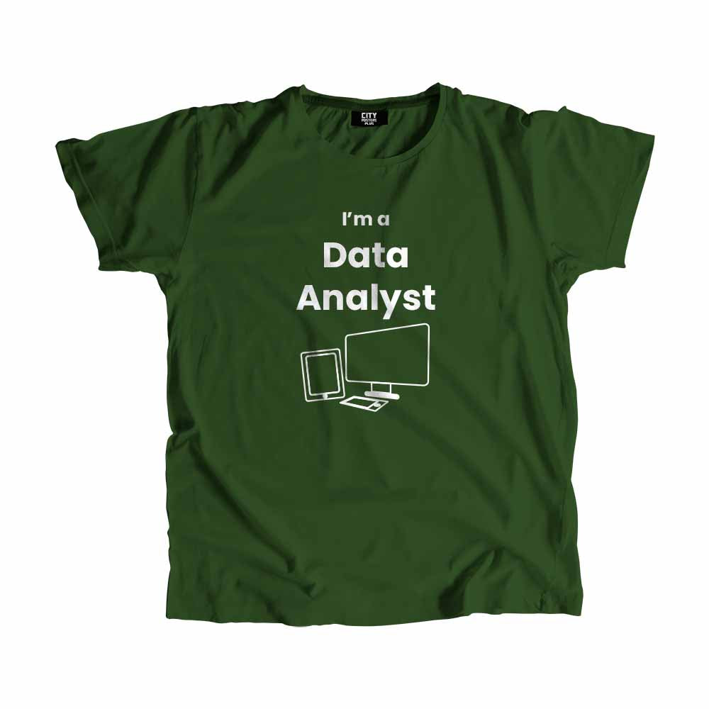 Data Analyst Men Unisex T-Shirt (Olive Green) Technology Unisex T-Shirt | City Posters Plus