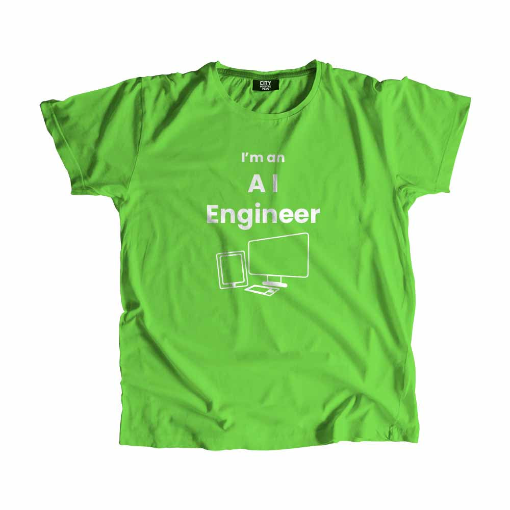 AI Engineer Men Unisex T-Shirt (Liril Green) Technology Unisex T-Shirt | City Posters Plus