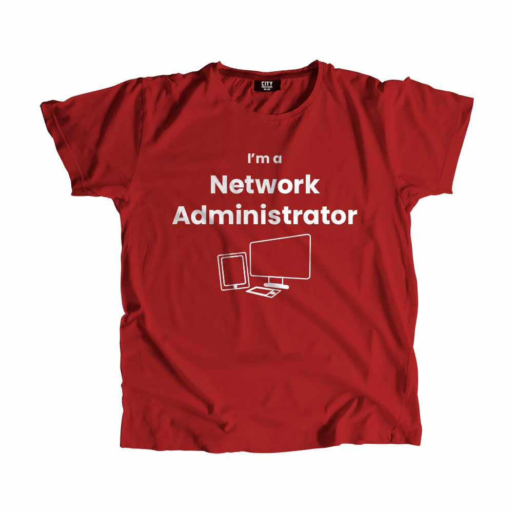 Network Administrator Men Unisex T-Shirt (Red) Technology Unisex T-Shirt | City Posters Plus