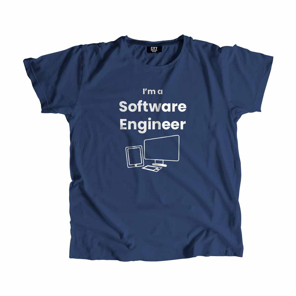 Software Engineer Men Unisex T-Shirt (Navy Blue) Technology Unisex T-Shirt | City Posters Plus