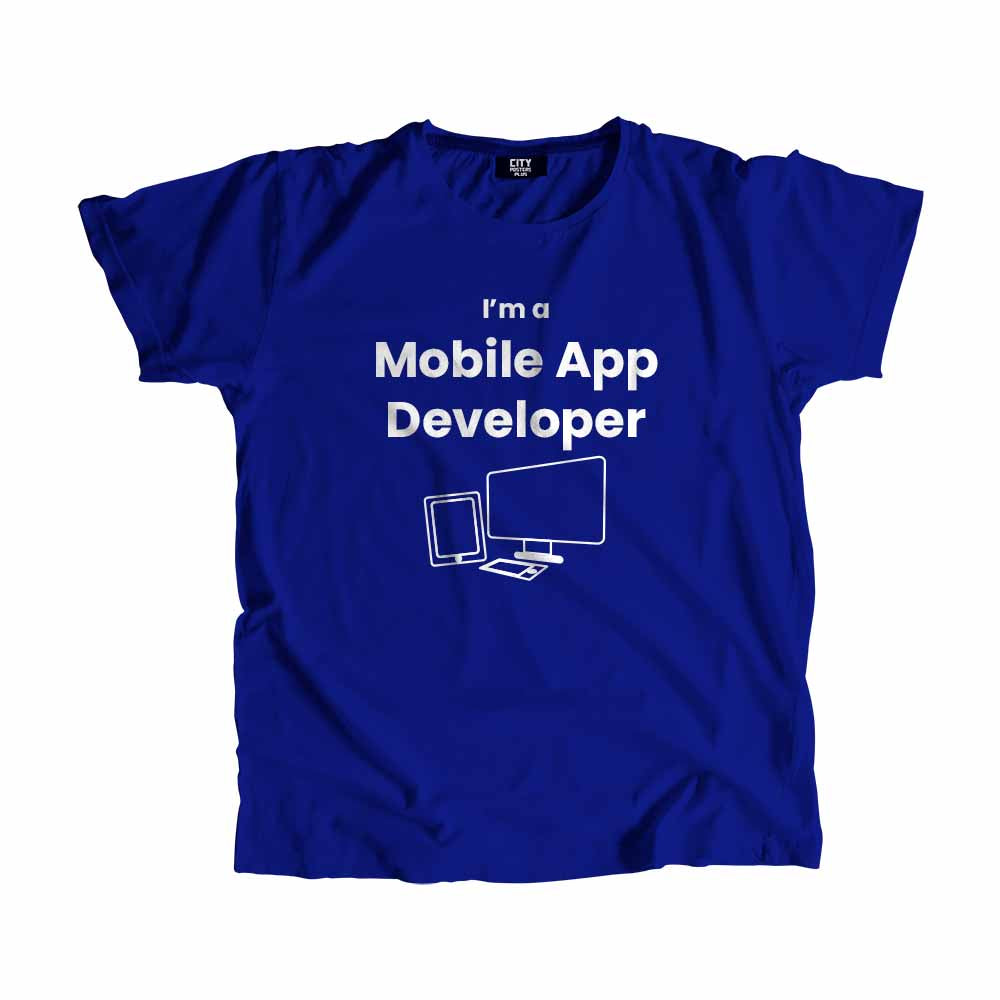 Mobile App Developer Men Unisex T-Shirt (Royal Blue) Technology Unisex T-Shirt | City Posters Plus