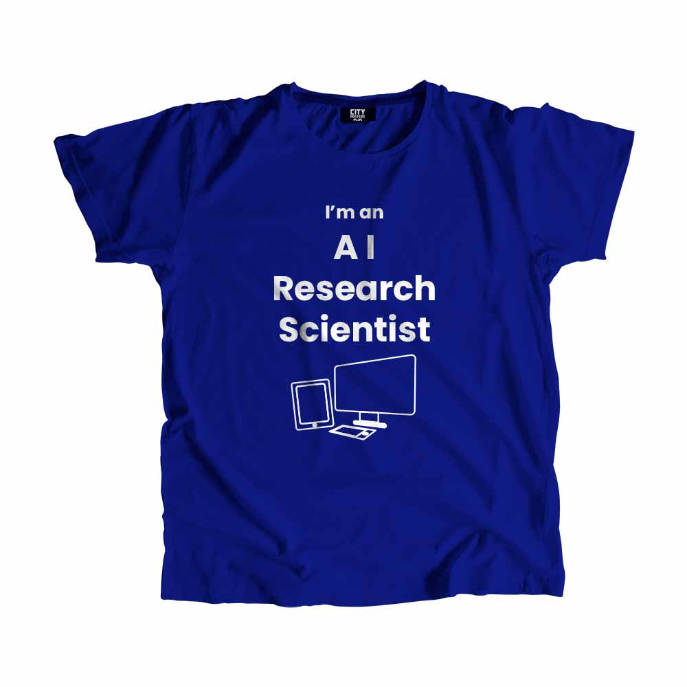 AI Research Scientist Men Unisex T-Shirt (Royal Blue) Technology Unisex T-Shirt | City Posters Plus