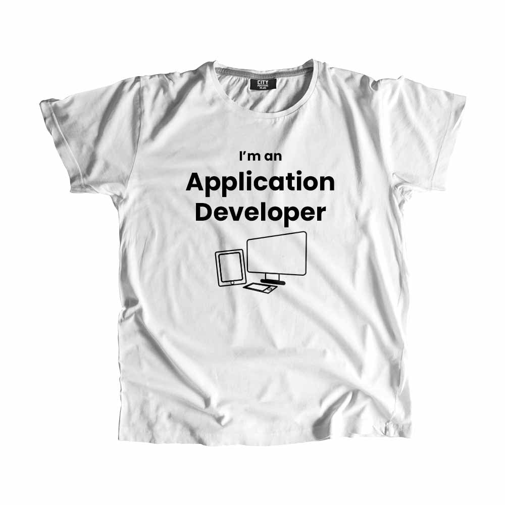Application Developer Men Unisex T-Shirt (White) Technology Unisex T-Shirt | City Posters Plus