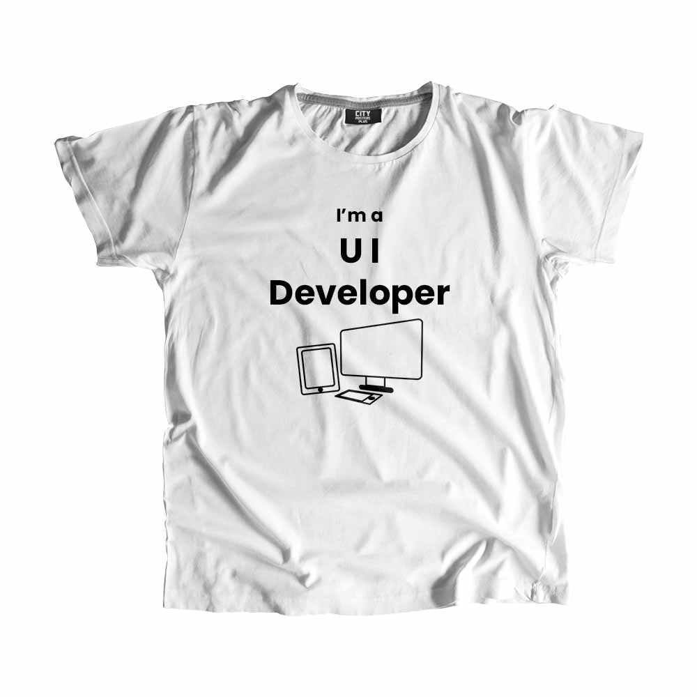 UI Developer Men Unisex T-Shirt (White) Technology Unisex T-Shirt | City Posters Plus