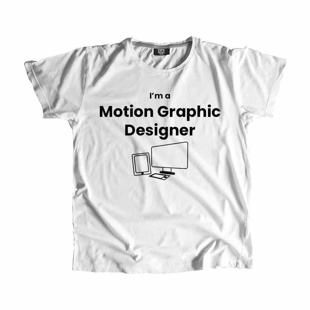 Motion Graphic Designer Men Unisex T-Shirt (White) Technology Unisex T-Shirt | City Posters Plus