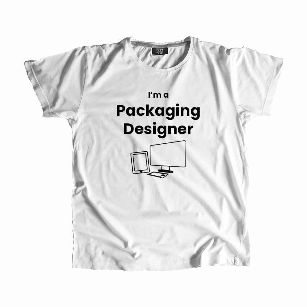 Packaging Designer Men Unisex T-Shirt (White) Technology Unisex T-Shirt | City Posters Plus