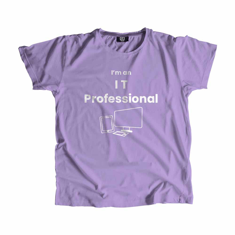 IT Professional Men Unisex T-Shirt (Iris Lavender) Technology Unisex T-Shirt | City Posters Plus