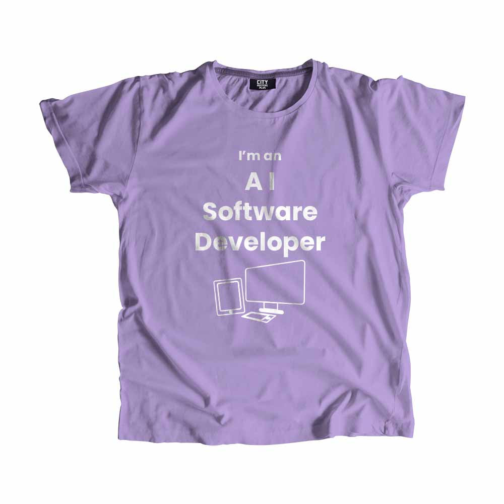 AI Software Developer Men Unisex T-Shirt (Iris Lavender) Technology Unisex T-Shirt | City Posters Plus