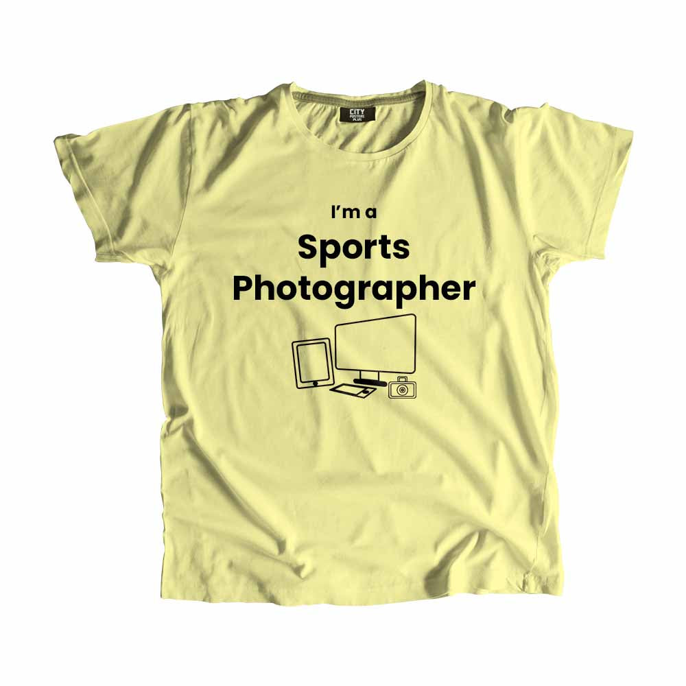 Sports Photographer Men Unisex T-Shirt (Butter Yellow) Technology Unisex T-Shirt | City Posters Plus