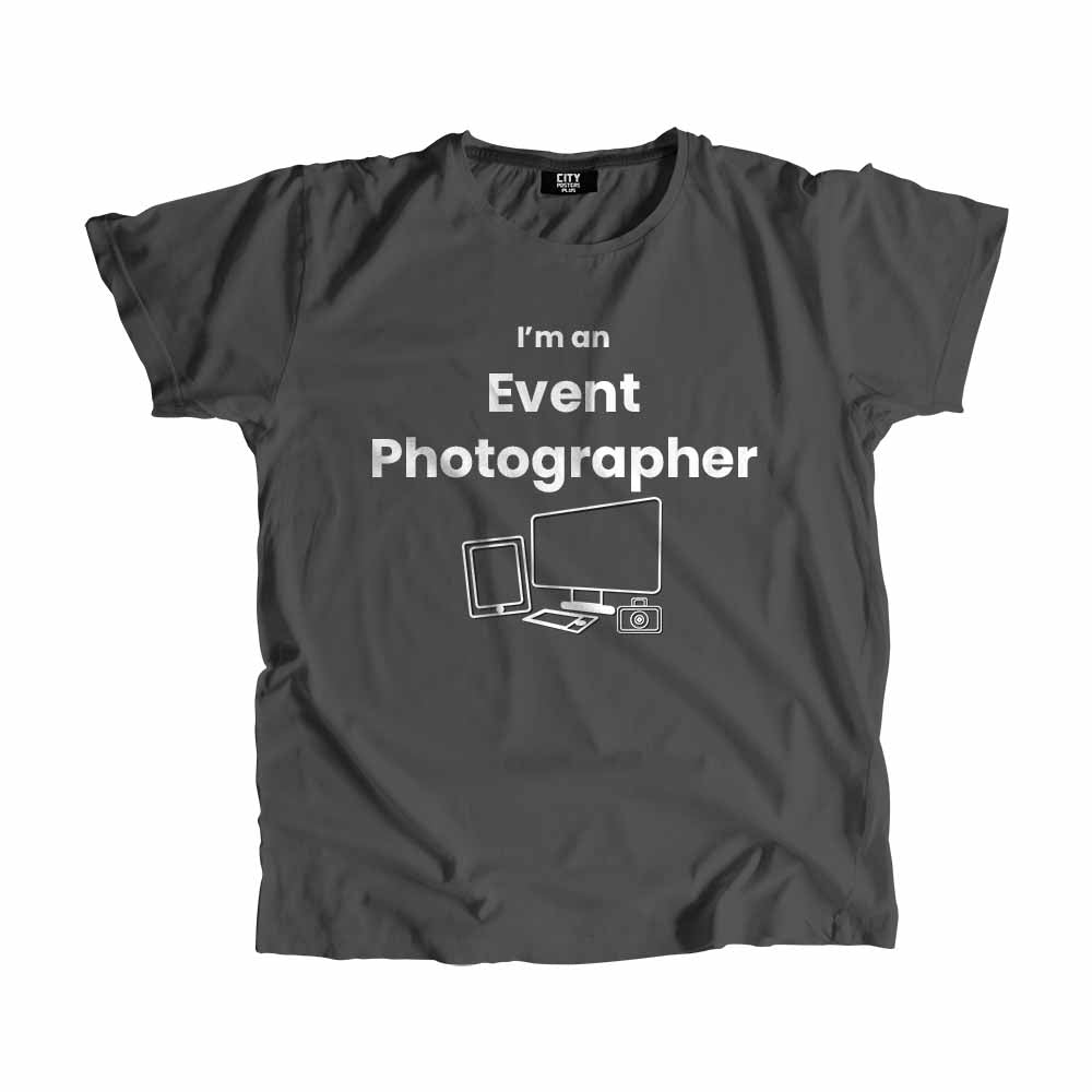 Event Photographer Men Unisex T-Shirt (Charcoal Grey) Technology Unisex T-Shirt | City Posters Plus