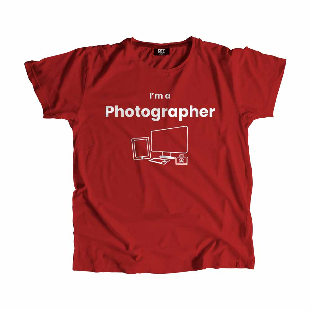 Photographer Men Unisex T-Shirt (Red) Technology Unisex T-Shirt | City Posters Plus
