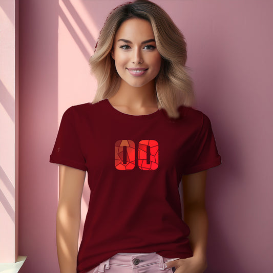 00 Number Women T-Shirt (Maroon) | Stylish Numeric Graphic Tee