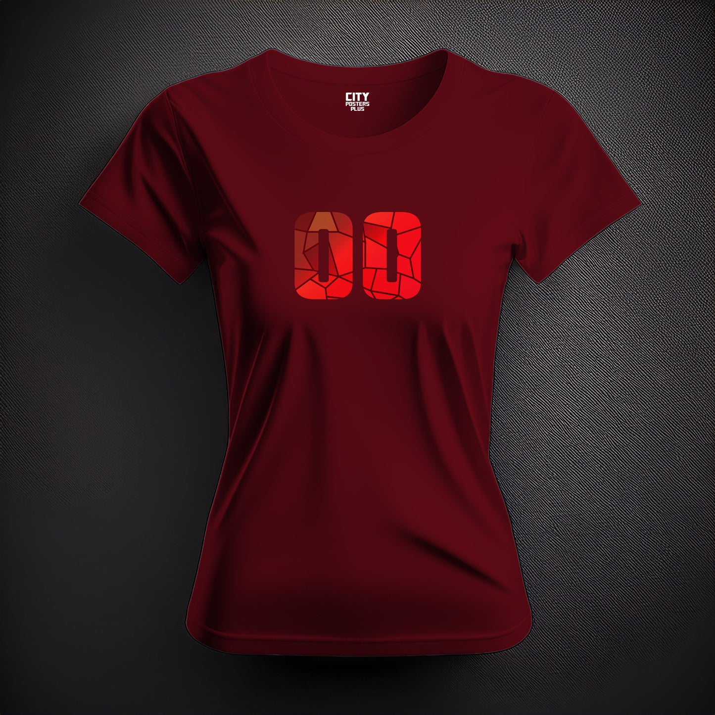 City Posters Plus 00 Number Women T-Shirt (Maroon) | Stylish Numeric Graphic Tee