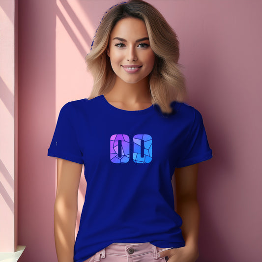 00 Number Women T-Shirt (Royal Blue) | Stylish Numeric Graphic Tee