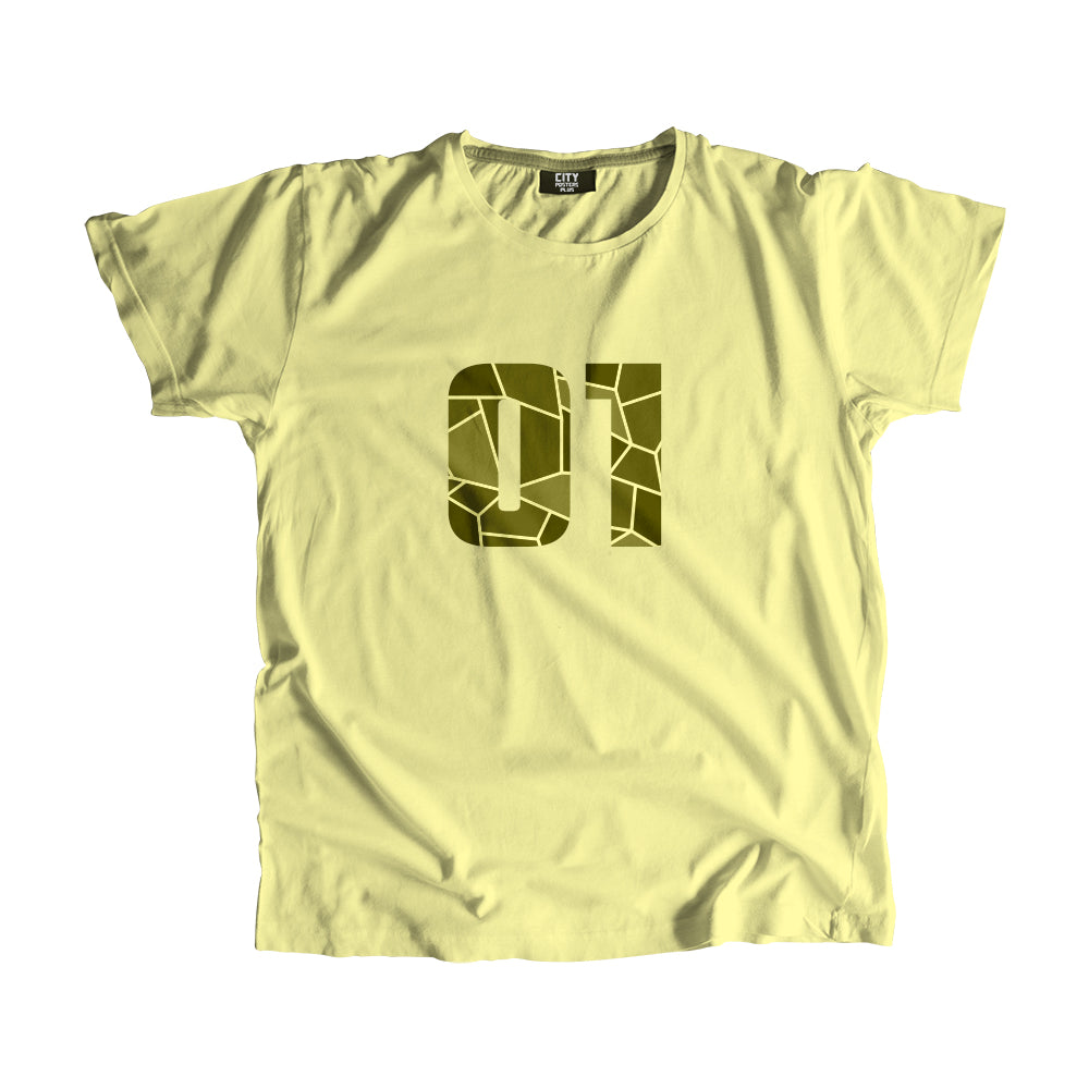 01 Number Men Unisex T-Shirt  (Butter Yellow)| Classic Numeric Graphic Tee