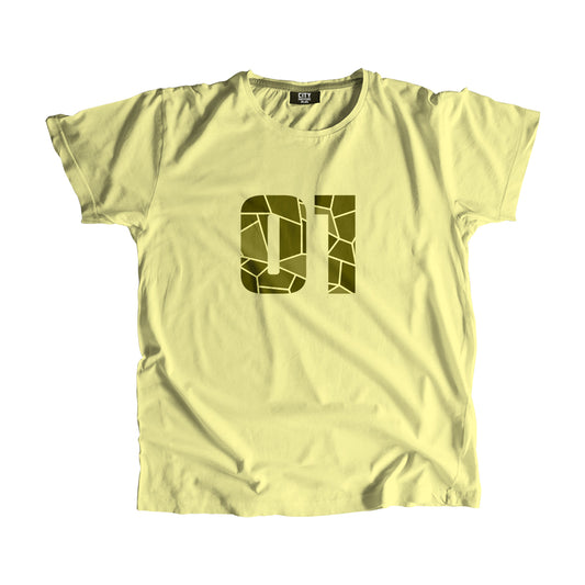 01 Number Men Unisex T-Shirt  (Butter Yellow)| Classic Numeric Graphic Tee