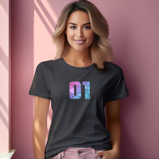 01 Number Women T-Shirt (Charcoal Grey) | Stylish Numeric Graphic Tee
