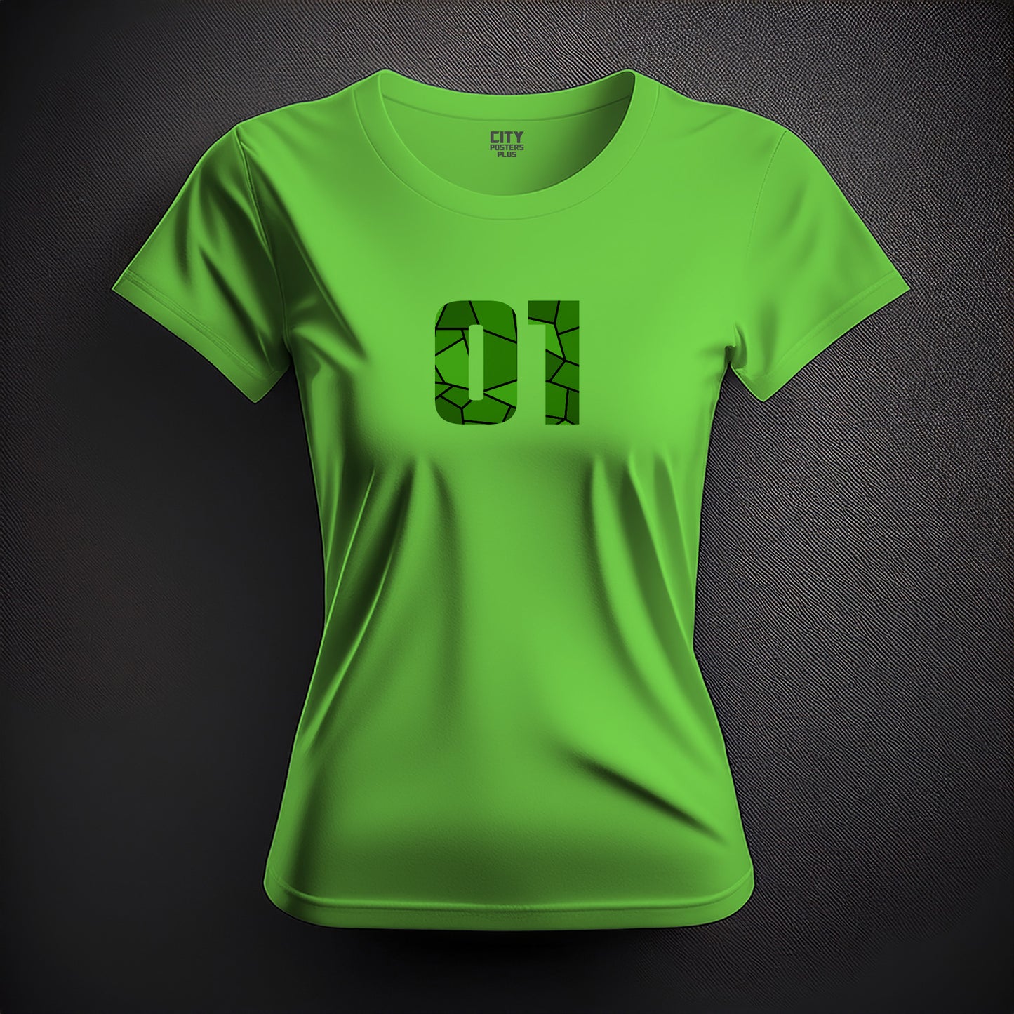City Posters Plus 01 Number Women T-Shirt (Liril Green) | Stylish Numeric Graphic Tee