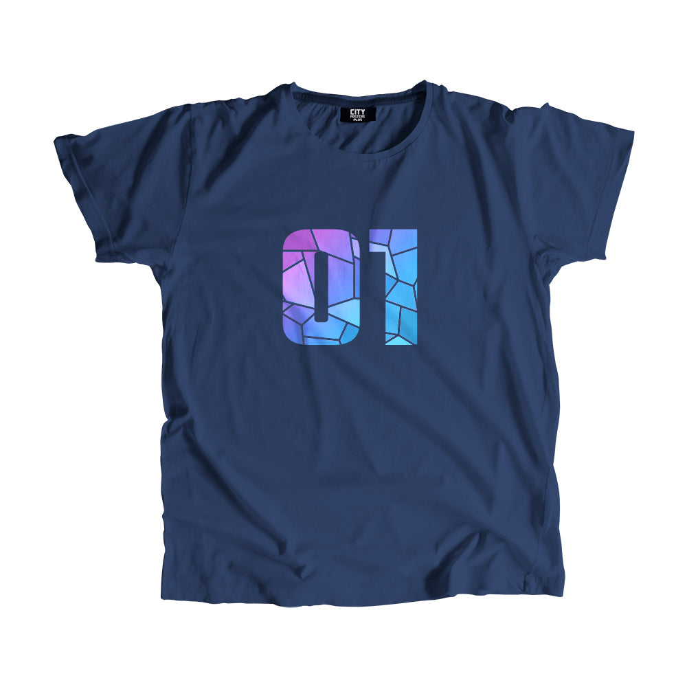 01 Number Men Unisex T-Shirt  (Navy Blue)| Classic Numeric Graphic Tee