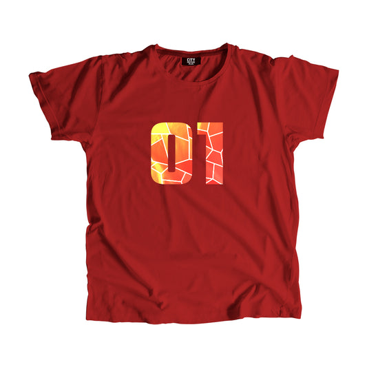 01 Number Men Unisex T-Shirt  (Red)| Classic Numeric Graphic Tee