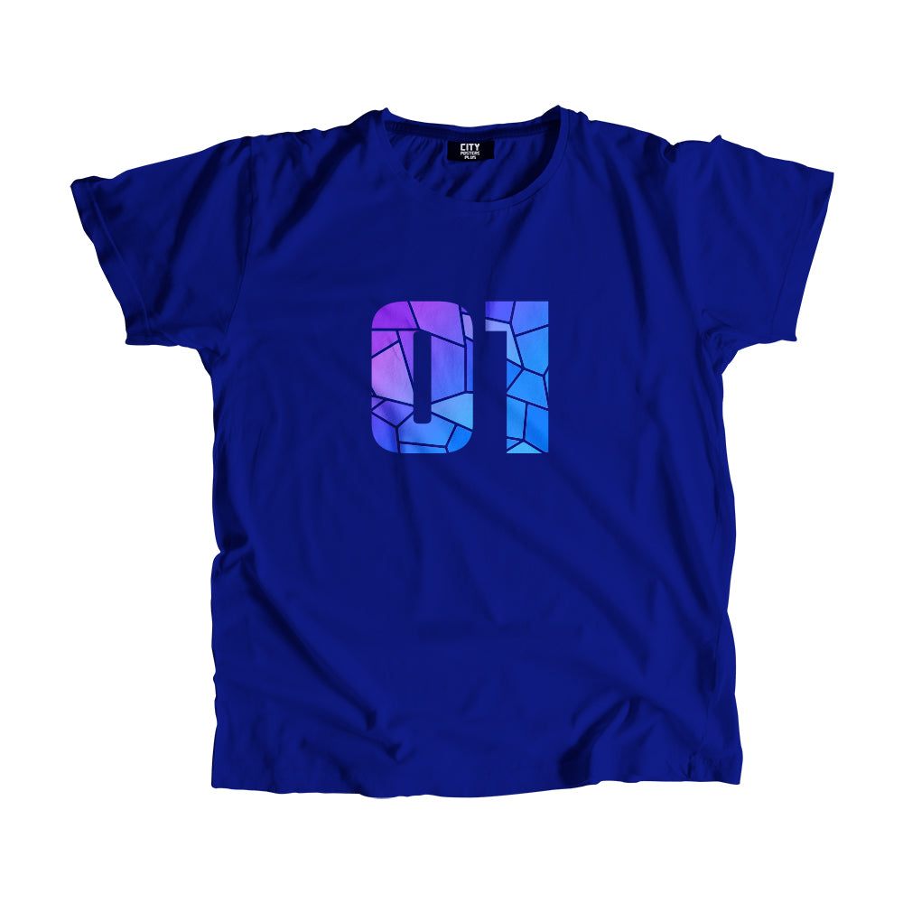 01 Number Men Unisex T-Shirt  (Royal Blue)| Classic Numeric Graphic Tee