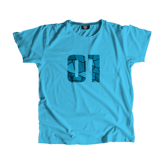 01 Number Men Unisex T-Shirt  (Sky Blue)| Classic Numeric Graphic Tee