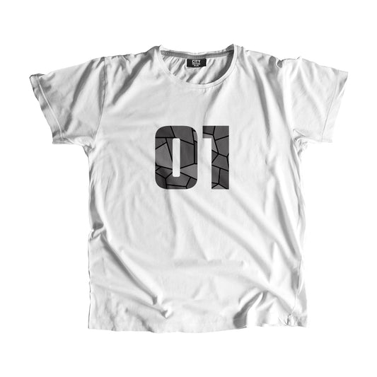 01 Number Men Unisex T-Shirt  (White)| Classic Numeric Graphic Tee