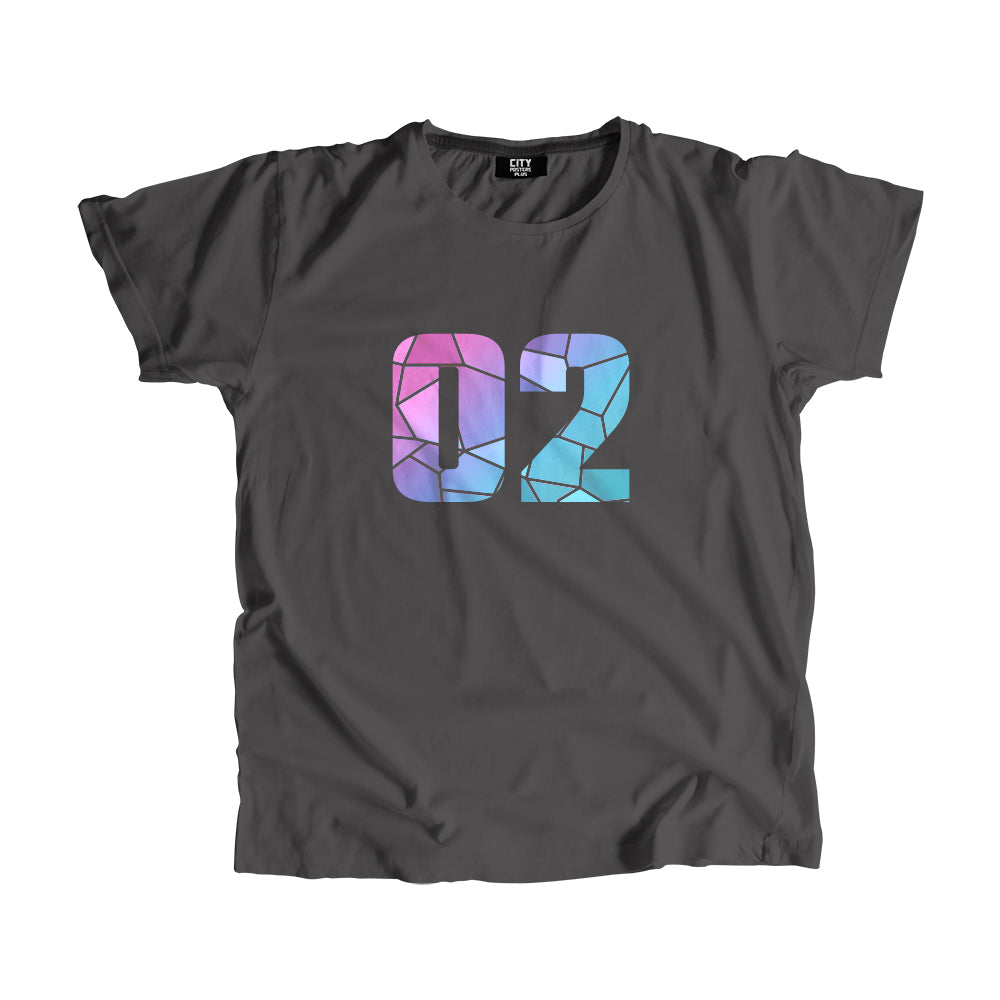 02 Number Men Unisex T-Shirt  (Charcoal Grey)| Classic Numeric Graphic Tee