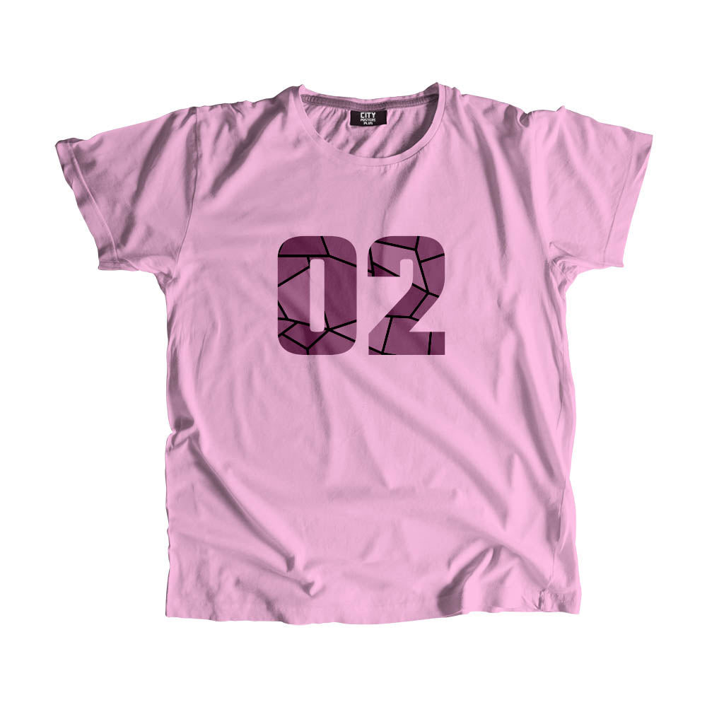 02 Number Men Unisex T-Shirt  (Light Pink)| Classic Numeric Graphic Tee