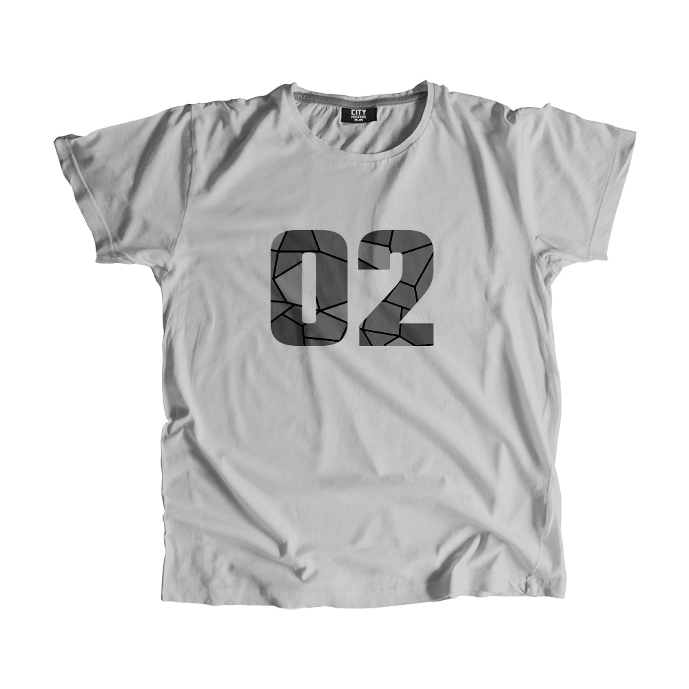 02 Number Men Unisex T-Shirt  (Melange Grey)| Classic Numeric Graphic Tee