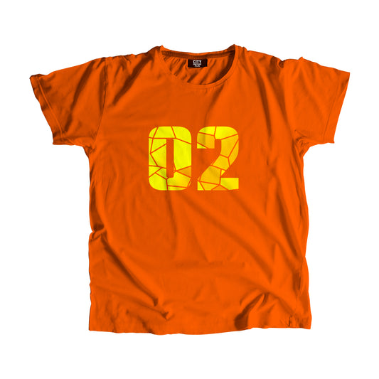 02 Number Men Unisex T-Shirt  (Orange)| Classic Numeric Graphic Tee