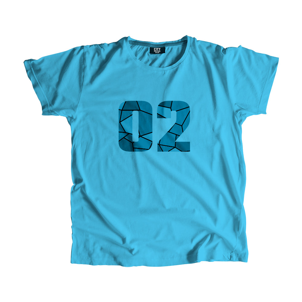 02 Number Men Unisex T-Shirt  (Sky Blue)| Classic Numeric Graphic Tee